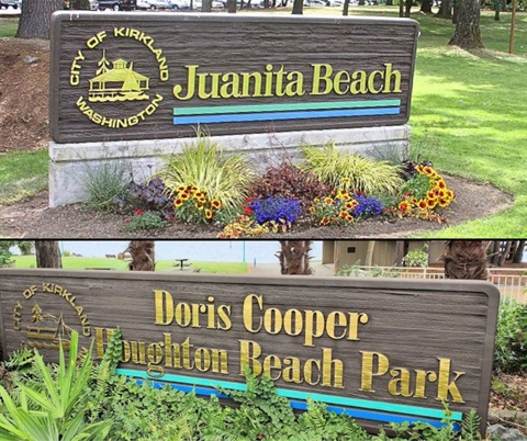 Juanita Beach Park and Houghton Beach Pakr signs.jpg