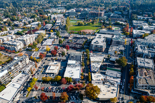 Kirkland Rental Risk Assistance Fund City Of Kirkland   Kirkland Downtown Aerial Autumn Neirchris Web 