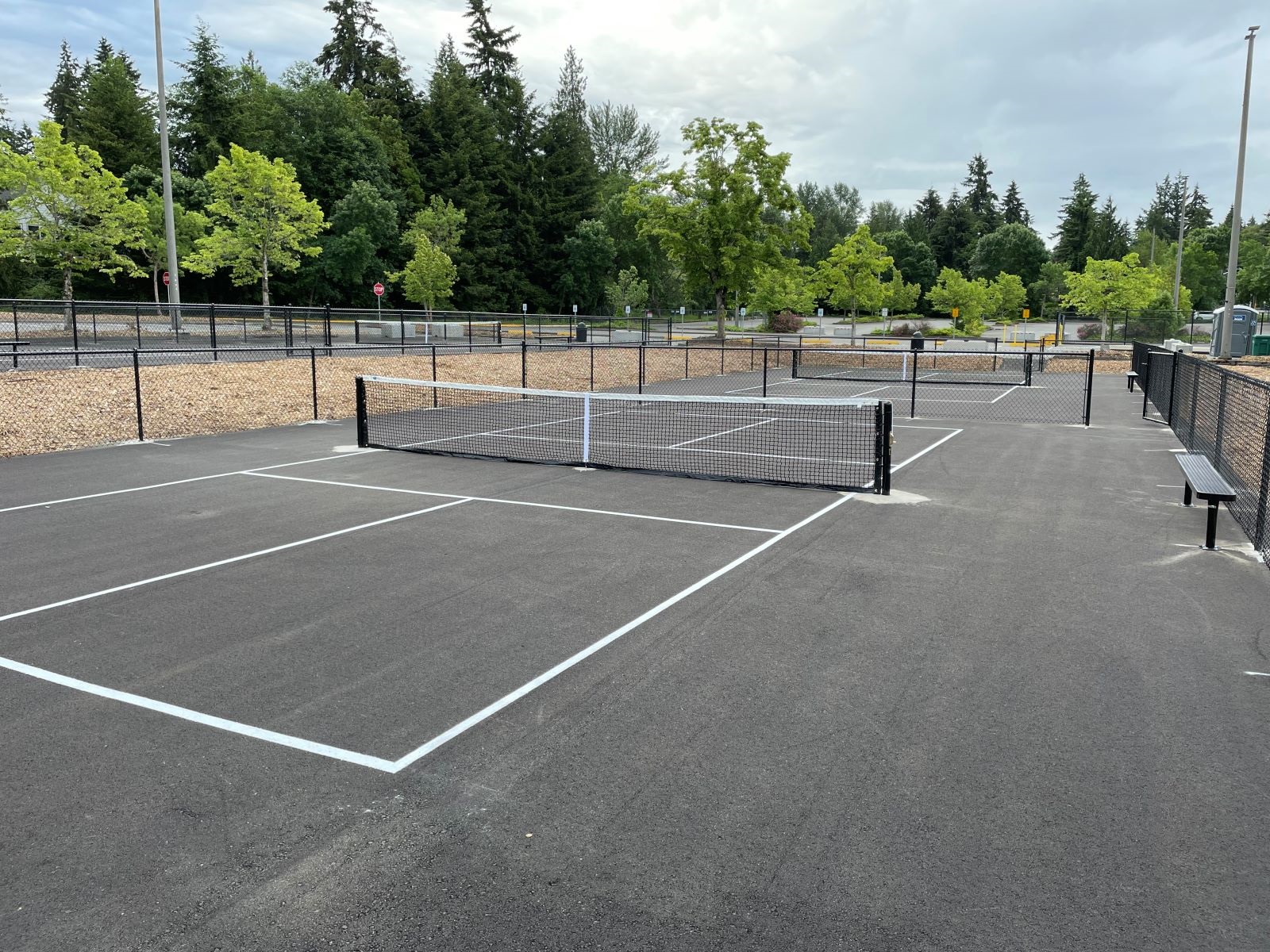 Temporary pickleball courts at the Houghton Park and Play