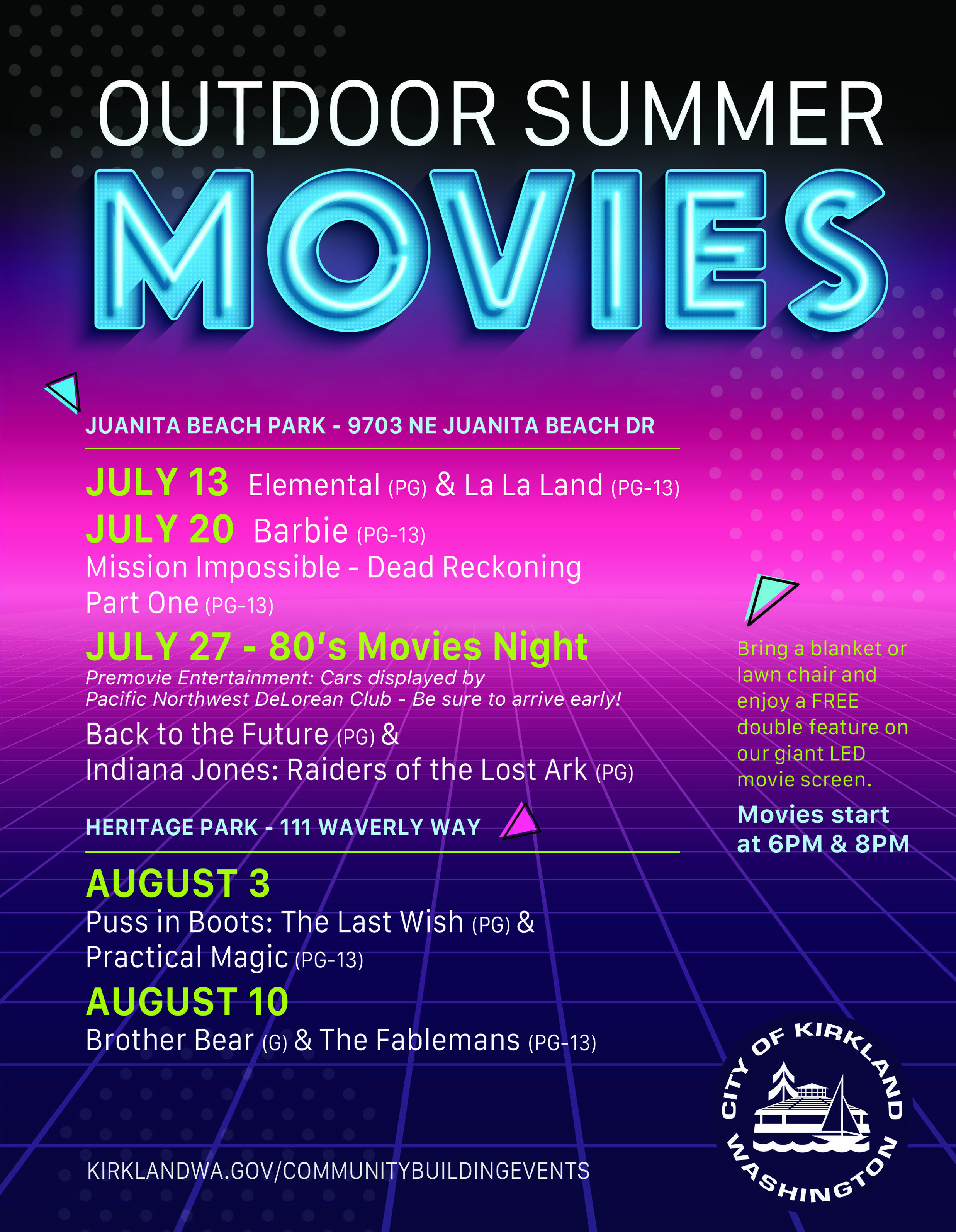 2024 Outdoor Summer Movie Series City of Kirkland